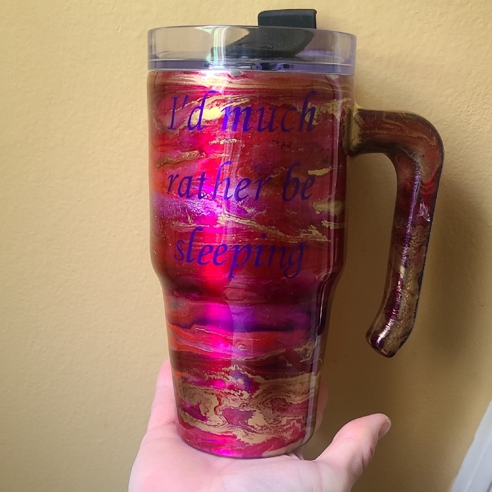 Vibrant Red and Gold Travel Mug
